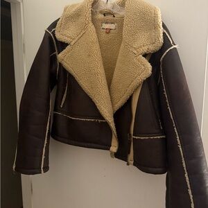 Pilcro Brown and Cream Teddy Jacket